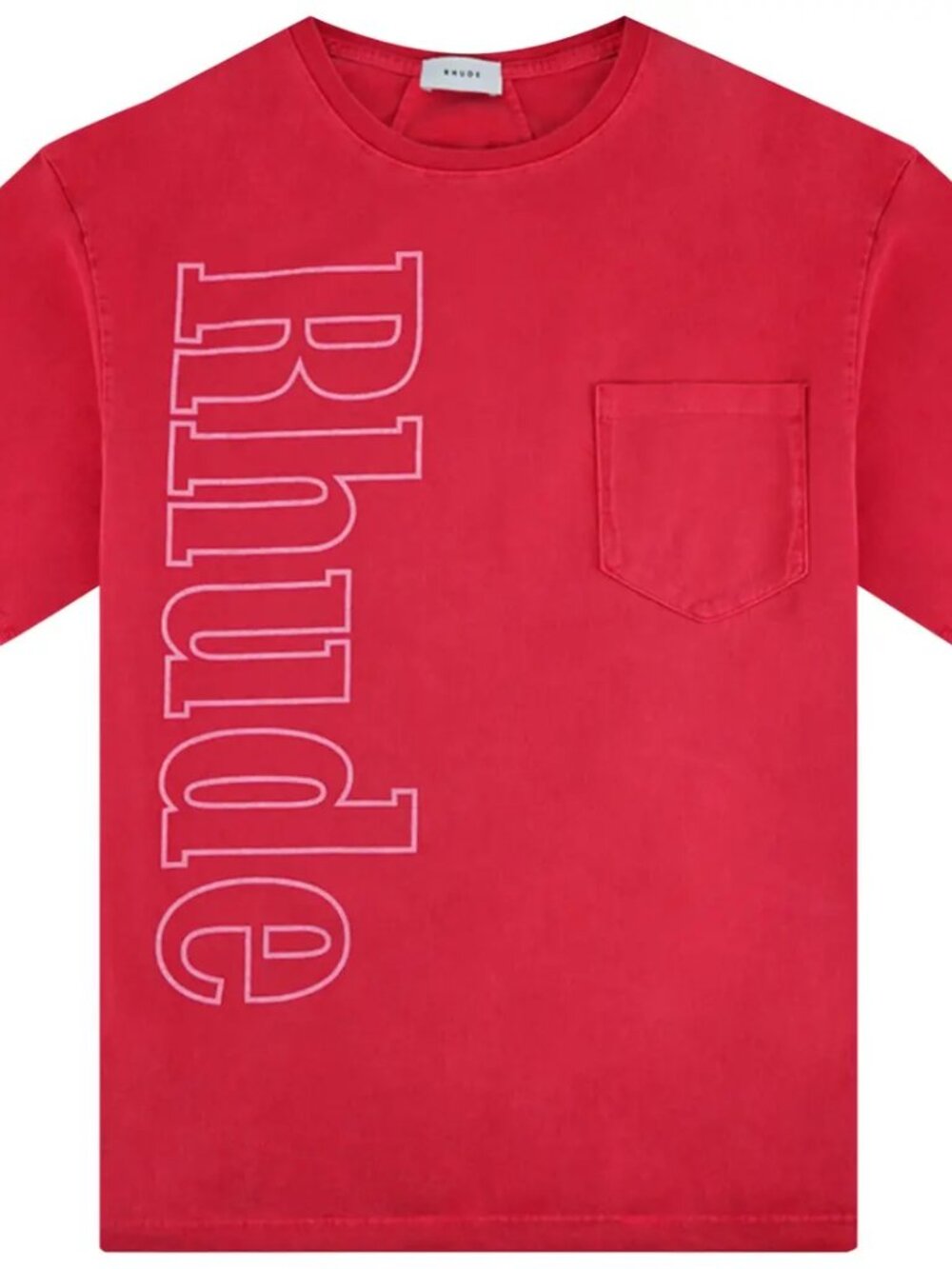 Rhude Red Pocket Tee with Pink Logo | Men's Medium